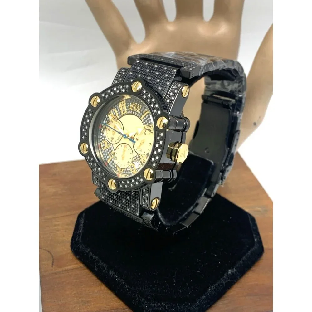 JBW Men's Watch JB-6215-200-C Phantom Diamond Black Gold Quartz Chronograph 42mm